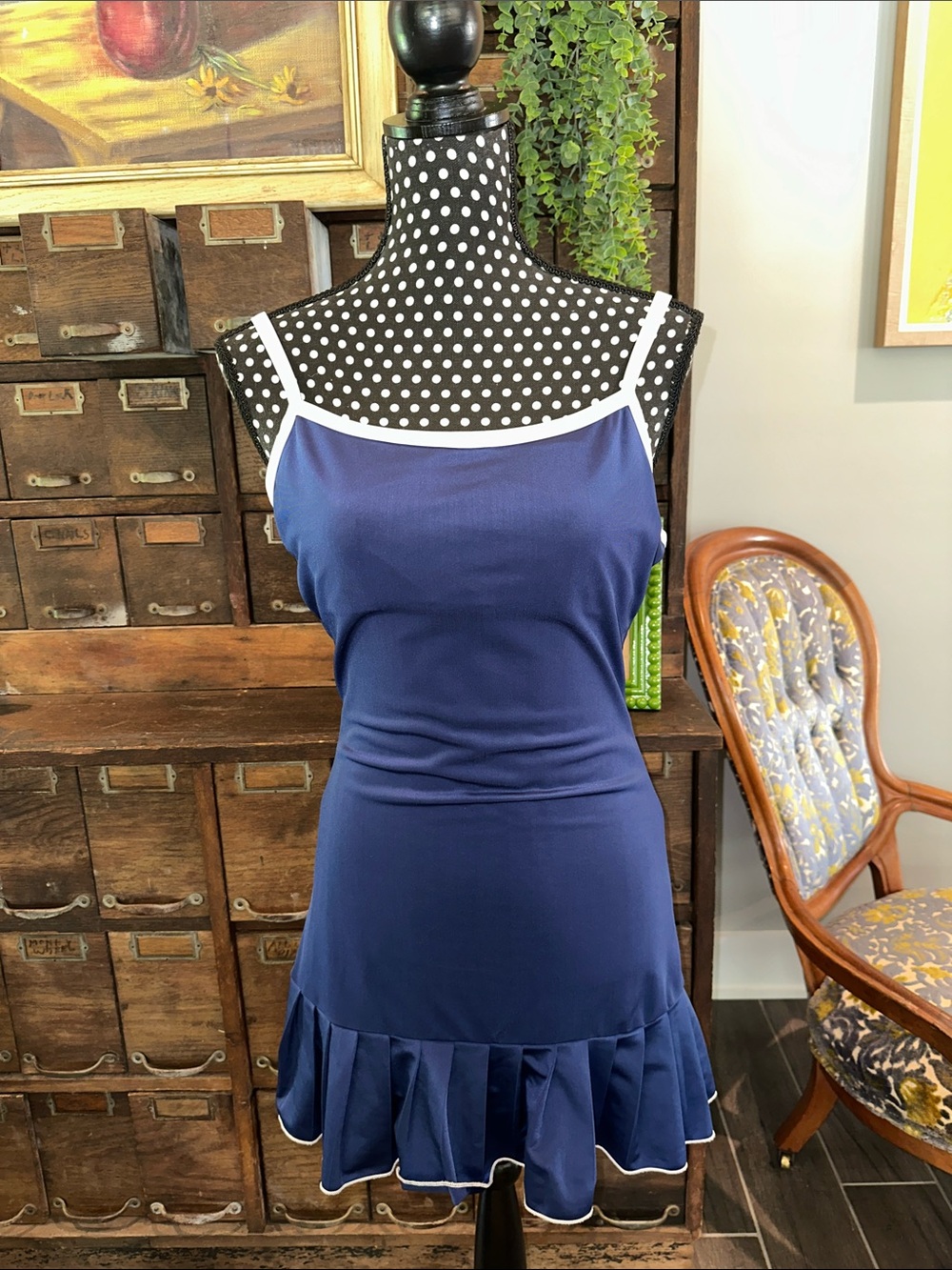 TCEC Navy Blue Dress with White Trim